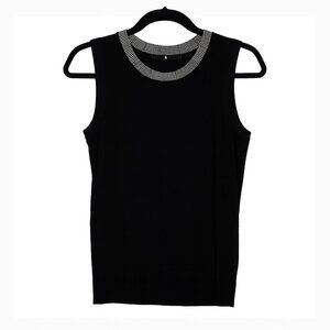 Jarbo Cashmere Black Sleeveless Sweater Top M L Like New